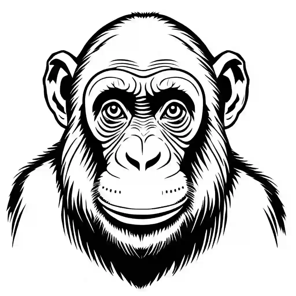 Chimpanzees Printable Coloring Book Pages for Kids